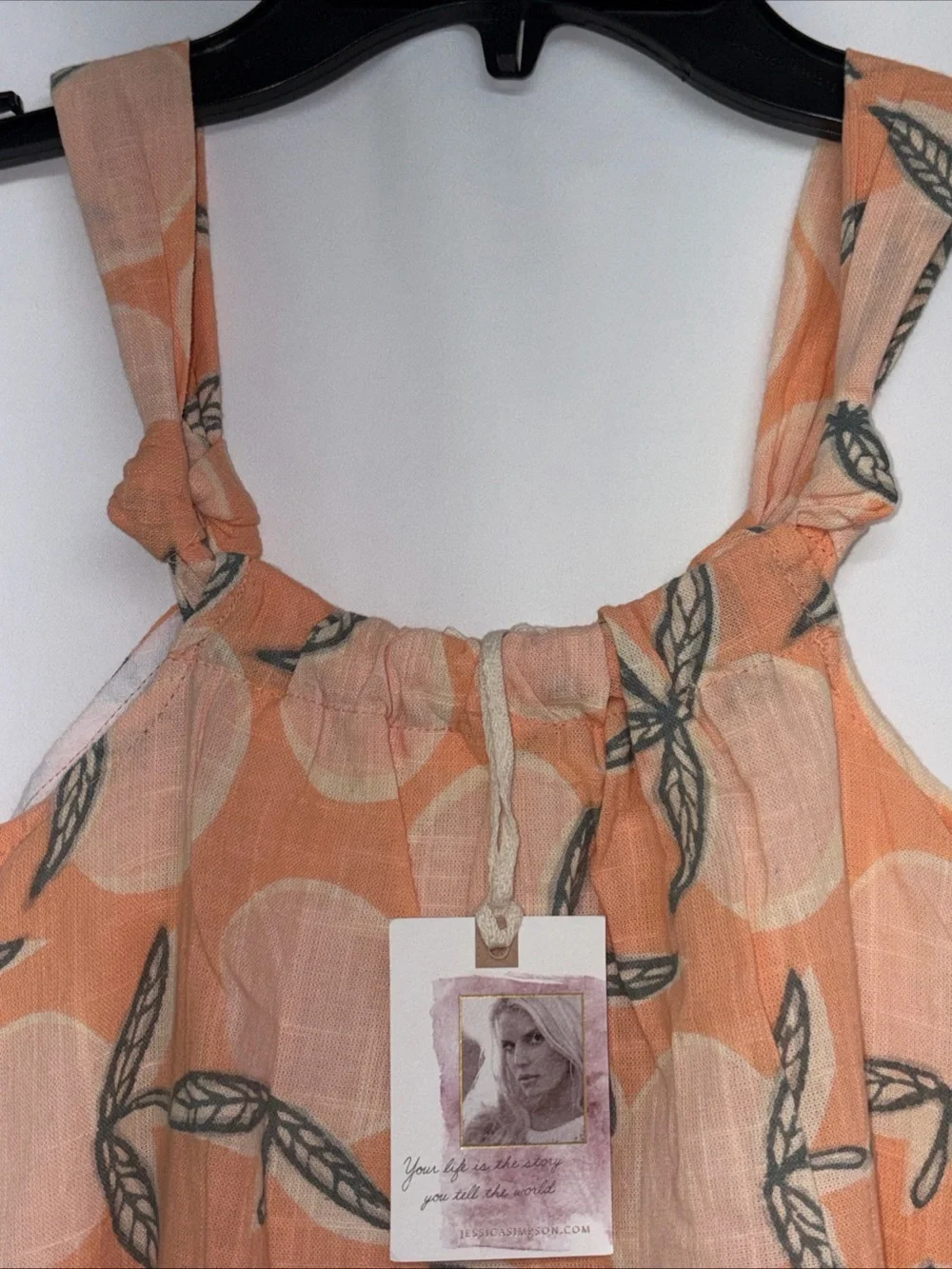 Jessica Simpson Girl's Dress M 8 Orange Fruit Sleeveless Lined 100% Cotton $42